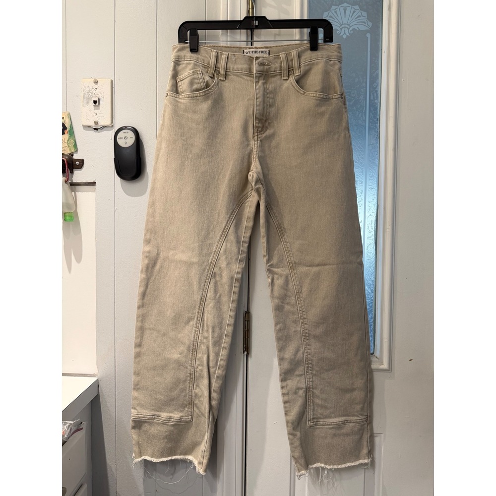 We The Free Free People Risk Taker High Rise Straight Leg Jeans Tan Khaki 28